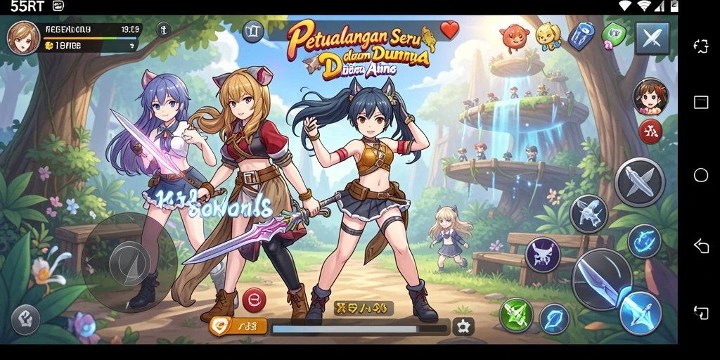 Gameplay seru dari 55RT dengan aksi karakter anime.
