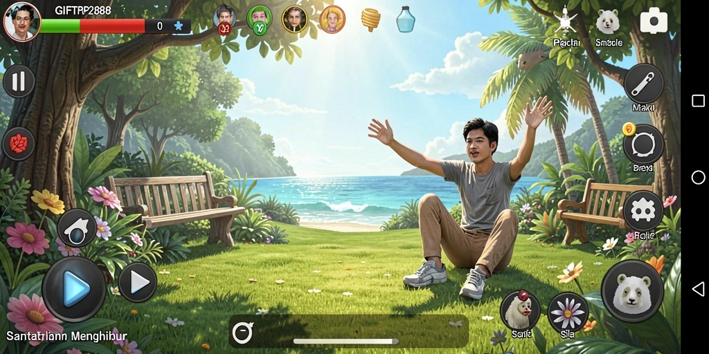 Screenshot utama GIFTRP288 yang menunjukkan gameplay santai.