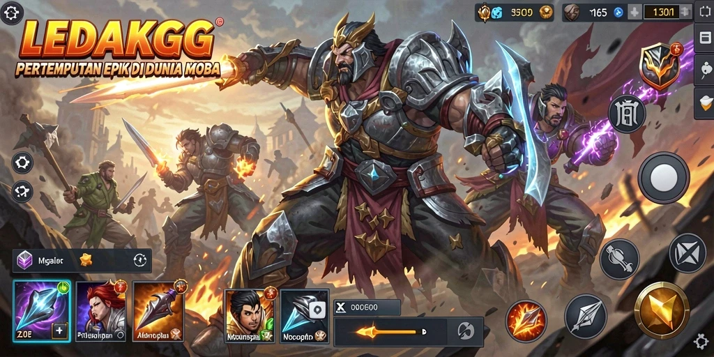 Gameplay MOBA yang seru dan penuh aksi di LEDAKGG.