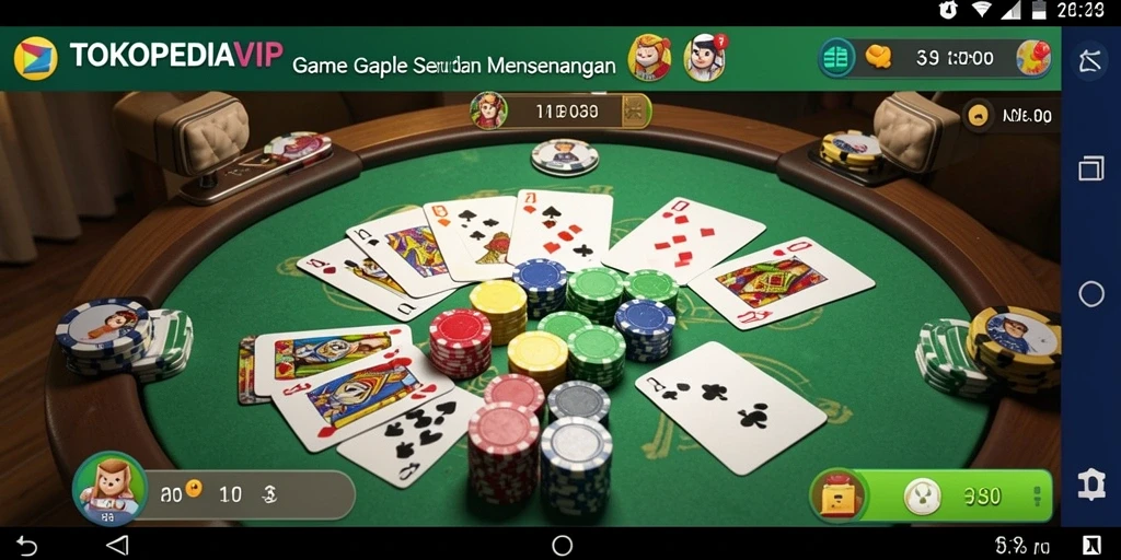 Tampilan gameplay seru dalam TOKOPEDIAVIP dengan variasi kartu Gaple.